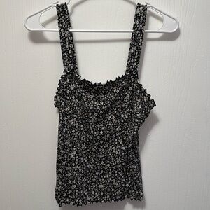 American Eagle Floral Lettuce Hem Tank Top Size Medium